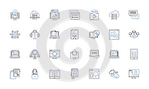 Artificial intelligence line icons collection. Robotics, Automation, Machine Learning, Neural Nerks, Algorithms, Big