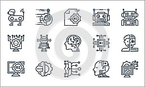 artificial intelligence line icons. linear set. quality vector line set such as computer, brain, computer, artificial intelligence