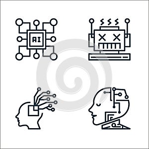 artificial intelligence line icons. linear set. quality vector line set such as artificial intelligence, cyborg, error