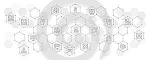 Artificial Intelligence line infographic template. Robotics, Chatbot, Database, Big Data vector illustration for web