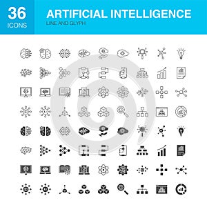 Artificial Intelligence Line Web Glyph Icons