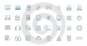 Artificial intelligence linear icons set. Automation, Robotics, Machine learning, Natural language processing, Big data photo