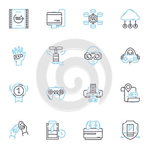 Artificial intelligence linear icons set. Automation, Robotics, Neural, Cognition, Analytics, Machine Learning