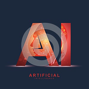 Artificial Intelligence Logo. Artificial Intelligence and Machine Learning Concept. Vector symbol AI. Neural networks