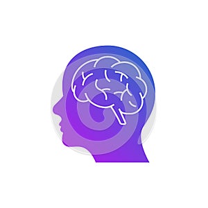 Artificial intelligence logo icon digital face. Artificial software human head brain technology