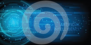 Artificial Intelligence Logo, Icon. Vector symbol AI, deep learning blockchain neural network concept. Machine learning,