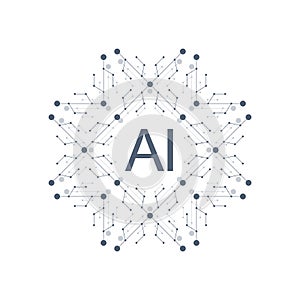 Artificial Intelligence Logo Icon Vector symbol AI. Deep Learning and Future Technology Concept Design.