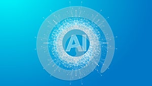Artificial Intelligence Logo Plexus effect. Future Tech Logo AI. Artificial Intelligence and Machine Learning Concept