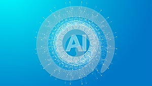 Artificial Intelligence Logo Plexus effect. Future Tech Logo AI. Artificial Intelligence and Machine Learning Concept