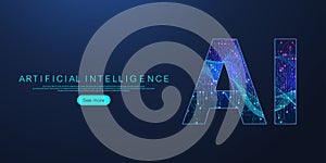 Artificial intelligence and machine learning concept futuristic vector symbol. Artificial intelligence wireless