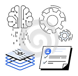 Artificial Intelligence, Machine Learning, Digital Process Automation and Technology Concept Elements