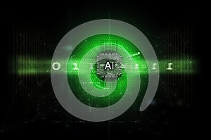 Artificial Intelligence and machine learning illustration dark green