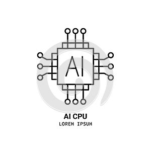 Artificial intelligence and machine learning line icon