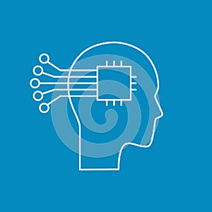 Artificial intelligence and machine learning line icon