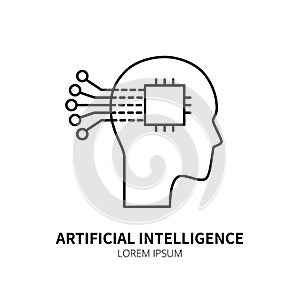 Artificial intelligence and machine learning line icon
