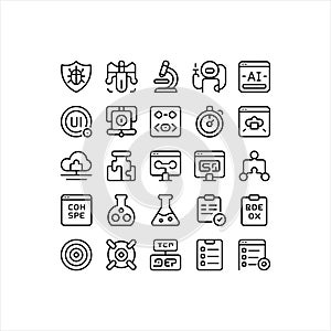 Artificial Intelligence and Machine Learning Line Icons Set â AI, Robotics, Data, Cloud and Security
