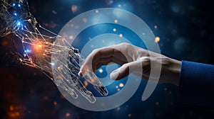 Artificial Intelligence Machine Learning Robot Hands and Human Touch