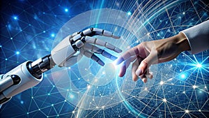 Artificial intelligence, machine learning Robotic and human hands