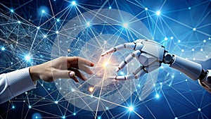 Artificial intelligence, machine learning Robotic and human hands