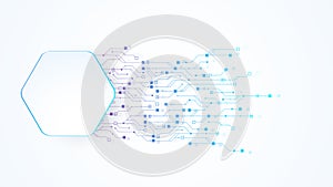 Artificial Intelligence or machine learning vector design. Quantum computer technology concept with circuit board and