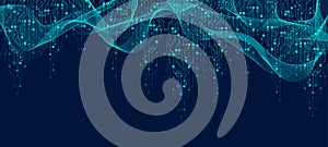 Artificial Intelligence or machine learning vector design. Quantum computer technology concept with circuit board and