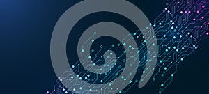 Artificial Intelligence or machine learning vector design. Quantum computer technology concept with circuit board and