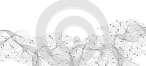 Artificial Intelligence or machine learning vector design. Quantum computer technology concept with circuit board and motherboard