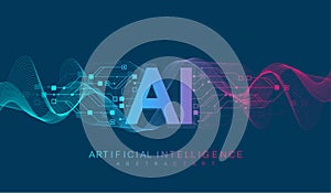 Artificial intelligence and machine learning vector symbol. Artificial intelligence wireless technology design. Neural