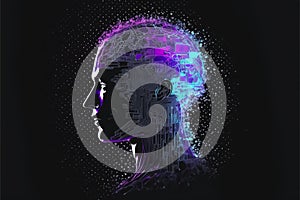 Artificial intelligence man processing big data by generative AI