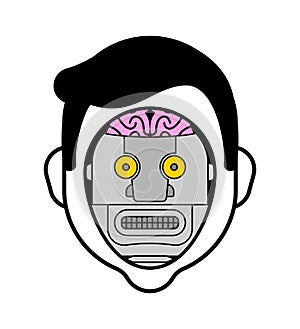 Artificial Intelligence. Man robot head. face of cyborg