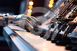artificial intelligence mechanical hand plays the piano.