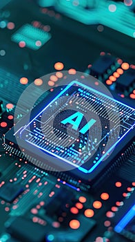 Artificial intelligence microchip. Microprocessor with AI technology