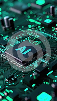 Artificial intelligence microchip. Microprocessor with AI technology