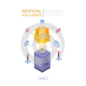 Artificial intelligence - modern isometric vector web banner