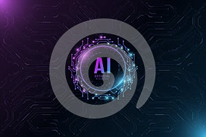 Artificial intelligence modern technology background for graphic design. Computer circuit board. Big data CPU. Sci-fi and Hi-tech