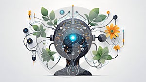 Artificial intelligence and nature connections concept composition