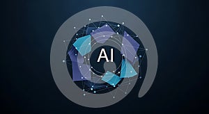 Artificial intelligence network abstract structure with ai text and digital connection points
