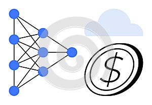 Artificial Intelligence Network, Cloud Computing, and Digital Currency Symbol Design