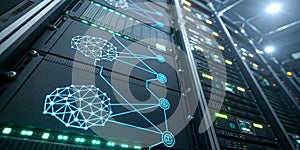 Artificial intelligence network concept with neural connections photo