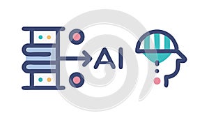 Artificial Intelligence Neural Network Icon, AI Brain, Machine Learning, vector design Generative AI