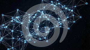 Artificial Intelligence Neural Network Visualization. Complex three-dimensional lattice structure of interconnected glowing blue