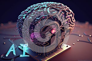 Artificial intelligence new technology. Science futuristic Abstract human brain. AI technology CPU central processor