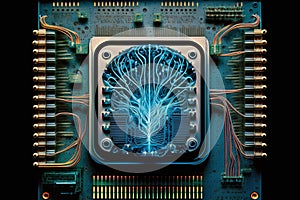 Artificial intelligence new technology. Science futuristic Abstract human brain. AI technology CPU central processor