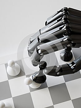 Artificial Intelligence Playing Chess 3d Illustration Concept