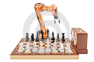 Artificial Intelligence playing chess concept, 3D rendering
