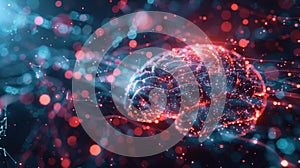 Artificial intelligence processing big data as a glowing digital brain