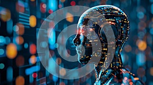 Artificial intelligence processing data from digital network robot analyzing big data