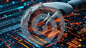 Artificial intelligence processing data on a futuristic computer system