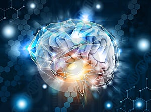 Artificial intelligence,  processing neurological data, brain, cloud photo