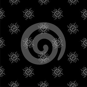 Artificial intelligence processor seamless pattern isolated on black background